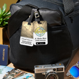 Gold Glow Stone Branding Sleek Custom Logo Barcode Luggage Tag