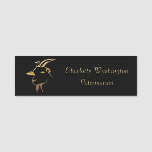 Gold Goat Head Veterinarian Name Tag