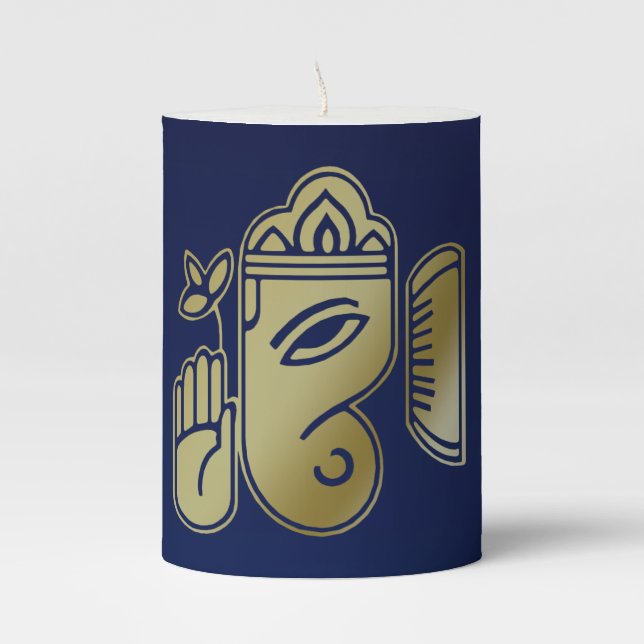 Gold Goddess Ganesha - Pillar Candle (Front)