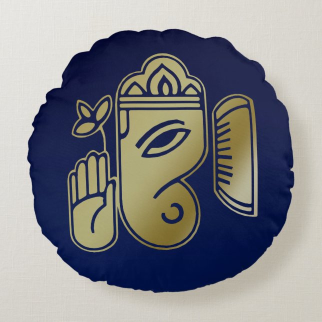 Gold Goddess Ganesha - Round Pillow (Front)