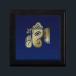 Gold Goddess Ganesha - Tile Gift Box<br><div class="desc">Gold Goddess Ganesha on a dark blue background.</div>