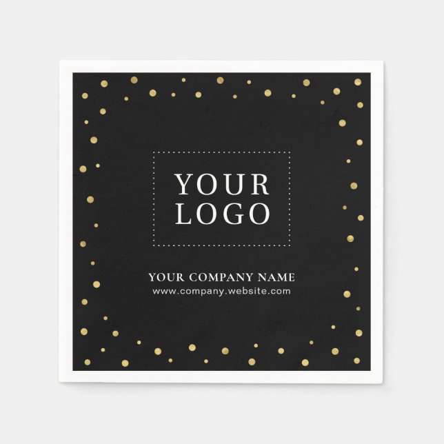 Gold & Gold Confetti Business Promotional Logo Napkins (Front)