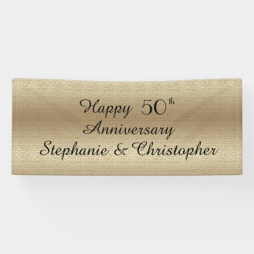 Gold Golden 50th Anniversary Party Elegant Banner