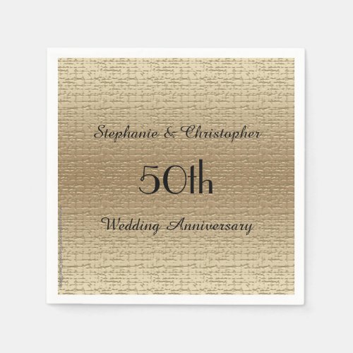 Gold Golden 50th Anniversary Party Paper Napkin