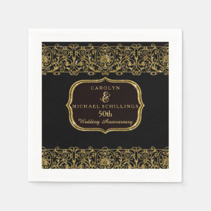Gold Golden 50th Wedding Anniversary Party Decor Paper Napkins
