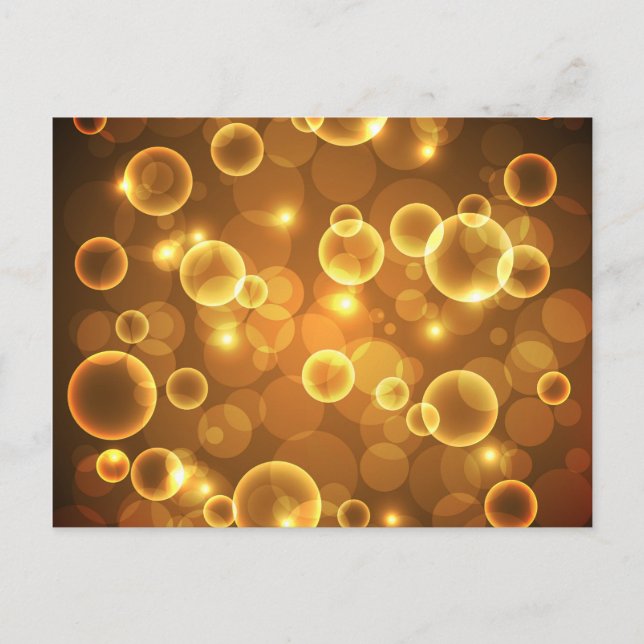 Gold Golden Bubble Light Art Postcard (Front)