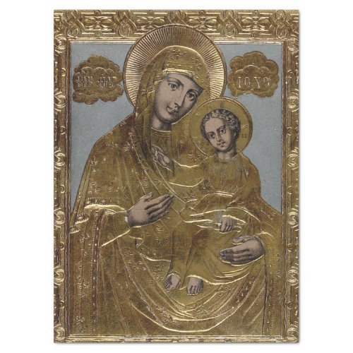 Gold Golden Elegant Mother Mary Baby Jesus Christ Tissue Paper