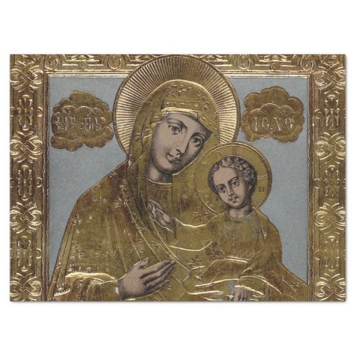 Gold Golden Elegant Mother Mary Baby Jesus Christ  Tissue Paper