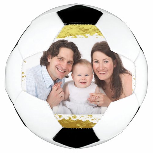 Gold Golden Foil Family Photo Template Christmas Soccer Ball