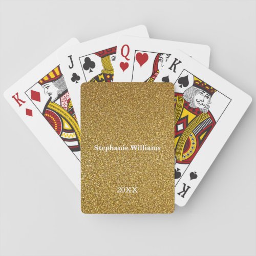 Gold Golden Glitter Custom Name Year Cute Modern Playing Cards