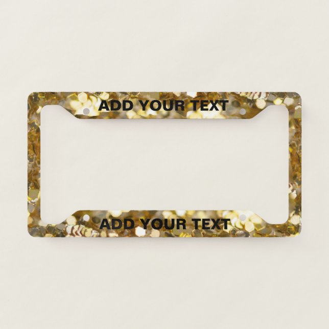 Gold Golden Glitter License Plate Frame (Front)
