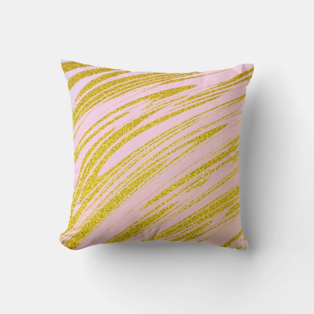 Gold Golden Glitter Pink Ivory Ombre Abstract Gift Throw Pillow (Front)