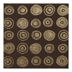 Gold Golden, hand drawn pattern with circles. Abst Faux Canvas Print
