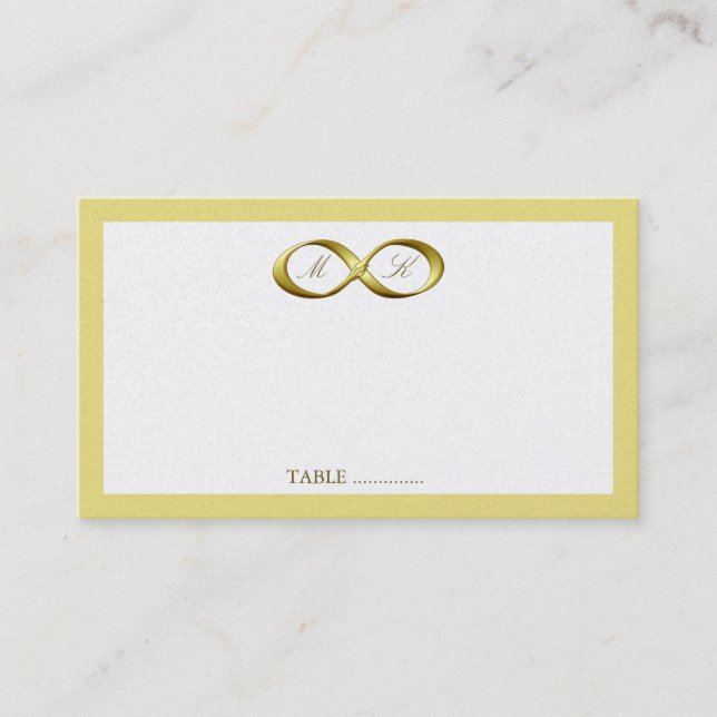 Gold Golden Infinity Hand Clasp Wedding Place Card (Front)