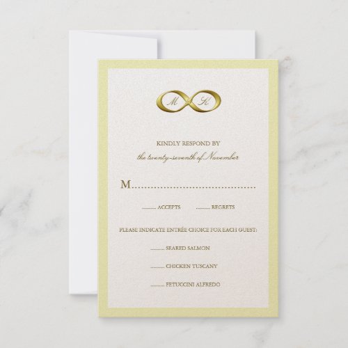 Gold Golden Infinity Hand Clasp Wedding RSVP Card