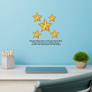 Gold Golden Shine 3D Stars  Wall Decal