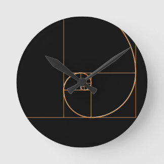 Gold Golden Spiral Round Clock