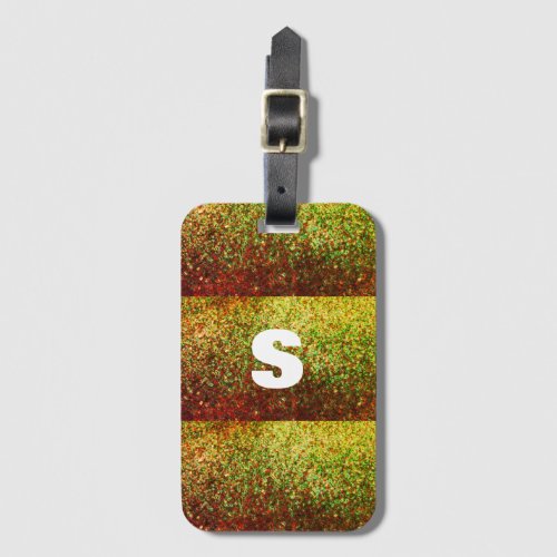 Gold Golden Yellow Ombre Glittery Art Monogram  Luggage Tag