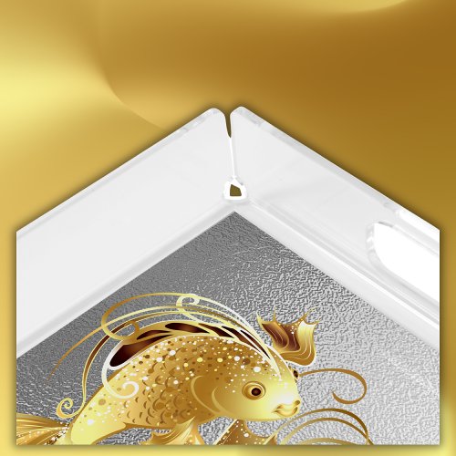 Gold goldfish on silver foil monogram  acrylic tray