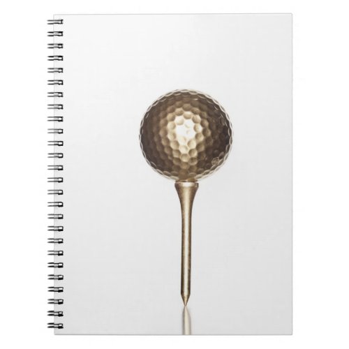 Gold golf ball and tee notebook