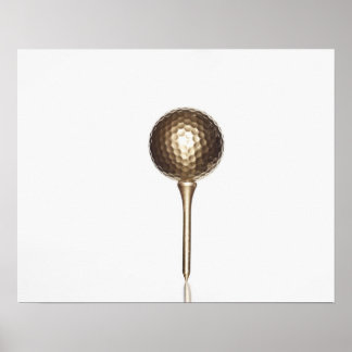 Gold golf ball and tee poster