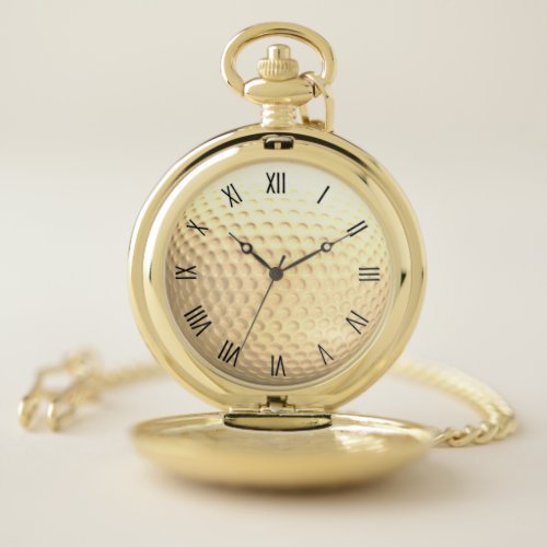 Gold Golf Ball Face with Roman Numerals Pocket Watch