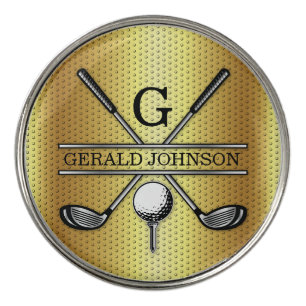 Gold Golf Balls and Monogram Design Ball Marker