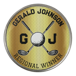 Gold Golf Balls and Monogram Design Ball Marker