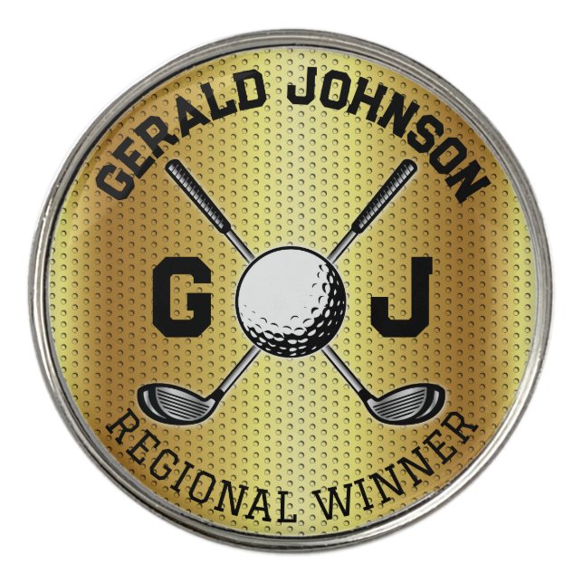Gold Golf Balls and Monogram Design Ball Marker (Front)