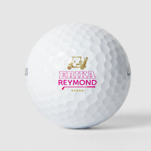 Gold Golf Cart - Custom Lady Golfer Name Mark Balls