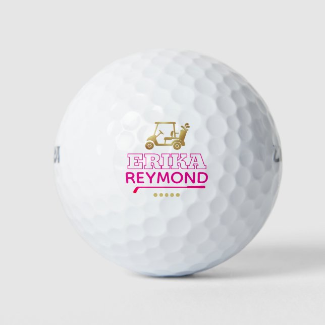 Gold Golf Cart - Custom Lady Golfer Name Mark Balls (Front)