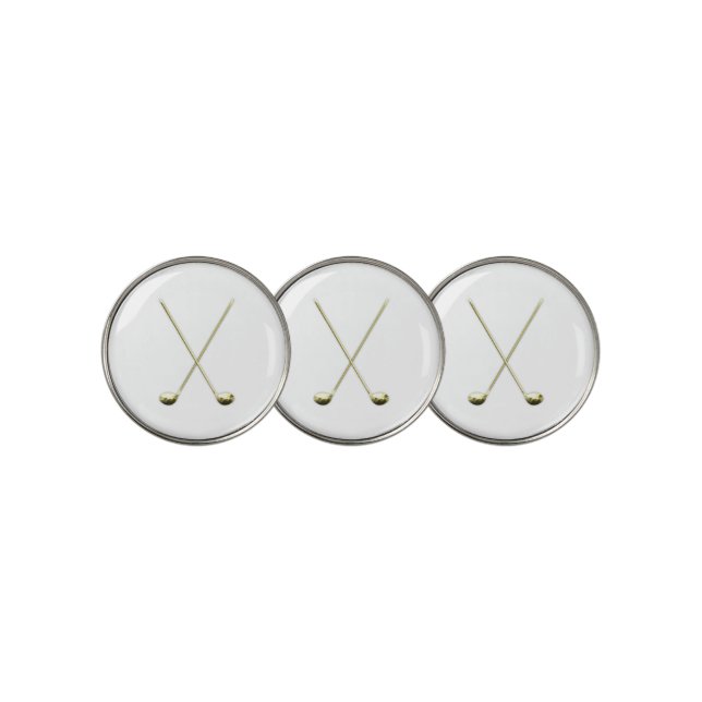 Gold Golf Clubs Ball Marker (3 Up)