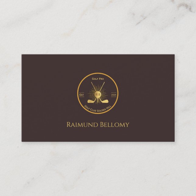 Gold Golf Clubs Business Card (Front)