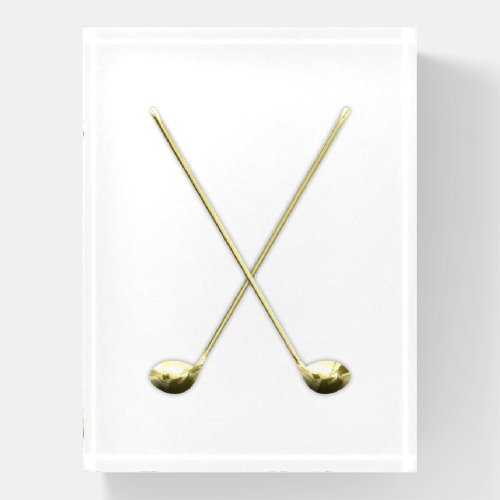 Gold Golf Clubs Paperweight