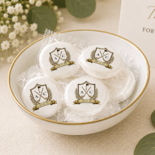 Gold Golf Crest Monogram Wedding Life Saver® Mints