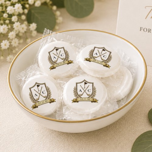 Gold Golf Crest Monogram Wedding Life Saver® Mints