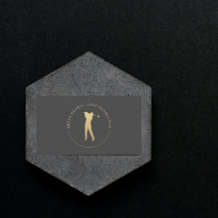 Gold Golf Player - Instructor Business Card