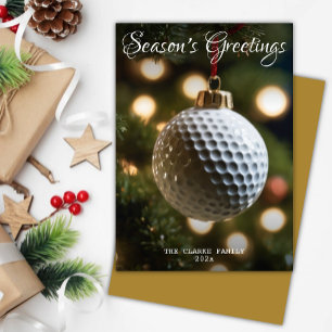 Gold Golf Season's Greetings Christmas Holiday Card