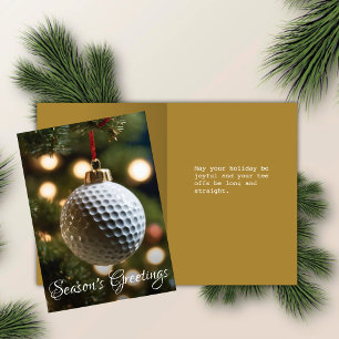 Gold Golf Season's Greetings Folded Christmas Holiday Card