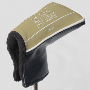 Gold Golfer Course Quote Personalized Initials Golf Head Cover