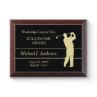 Gold Golfer Hole in One Award Plaque