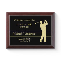 Gold Golfer Hole in One Award Plaque Gold Golfer Hole in One Award Plaque