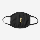 Gold Golfer Silhouette Black Cotton Face Mask (Front)