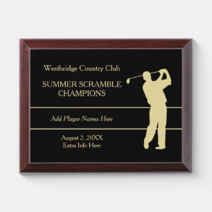 Gold Golfer Tournament Champion Award Plaque