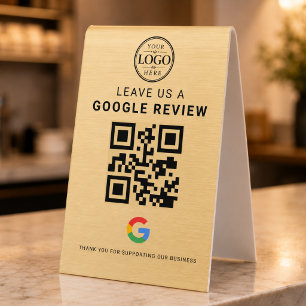 Gold Google Review Logo Plastic Tabletop Display Table Tent