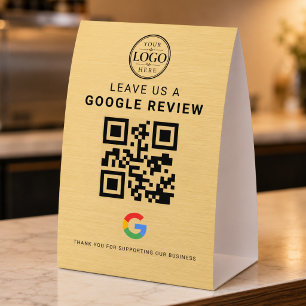 Gold Google Review Logo Tabletop Display Paper Table Tent