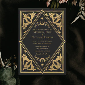 Gold Gothic Elegant Tarot Card Wedding Invitation