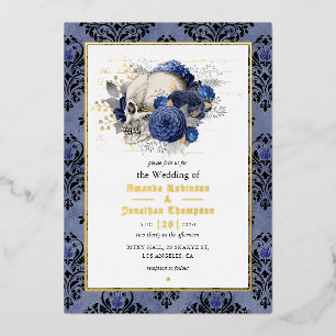 Gold Gothic Floral Wedding Foil Invitation