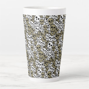 Gold Gothic Skull Pattern Print Latte Mug