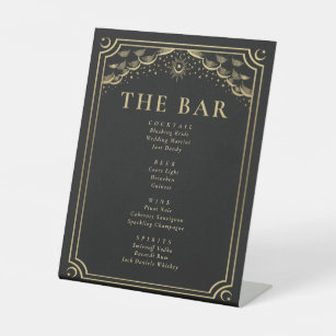Gold Gothic Tarot Card Wedding Bar Menu Pedestal Sign